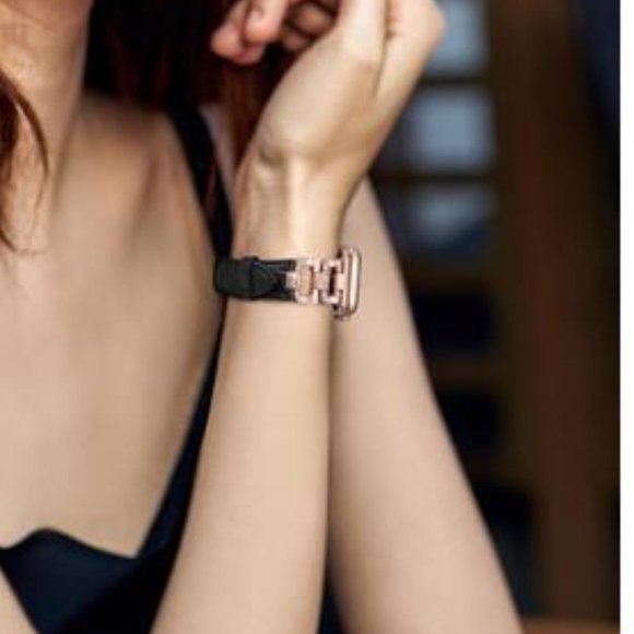 NEW Black/Gold Diamond Bling Leather Apple Watch Band main image 5